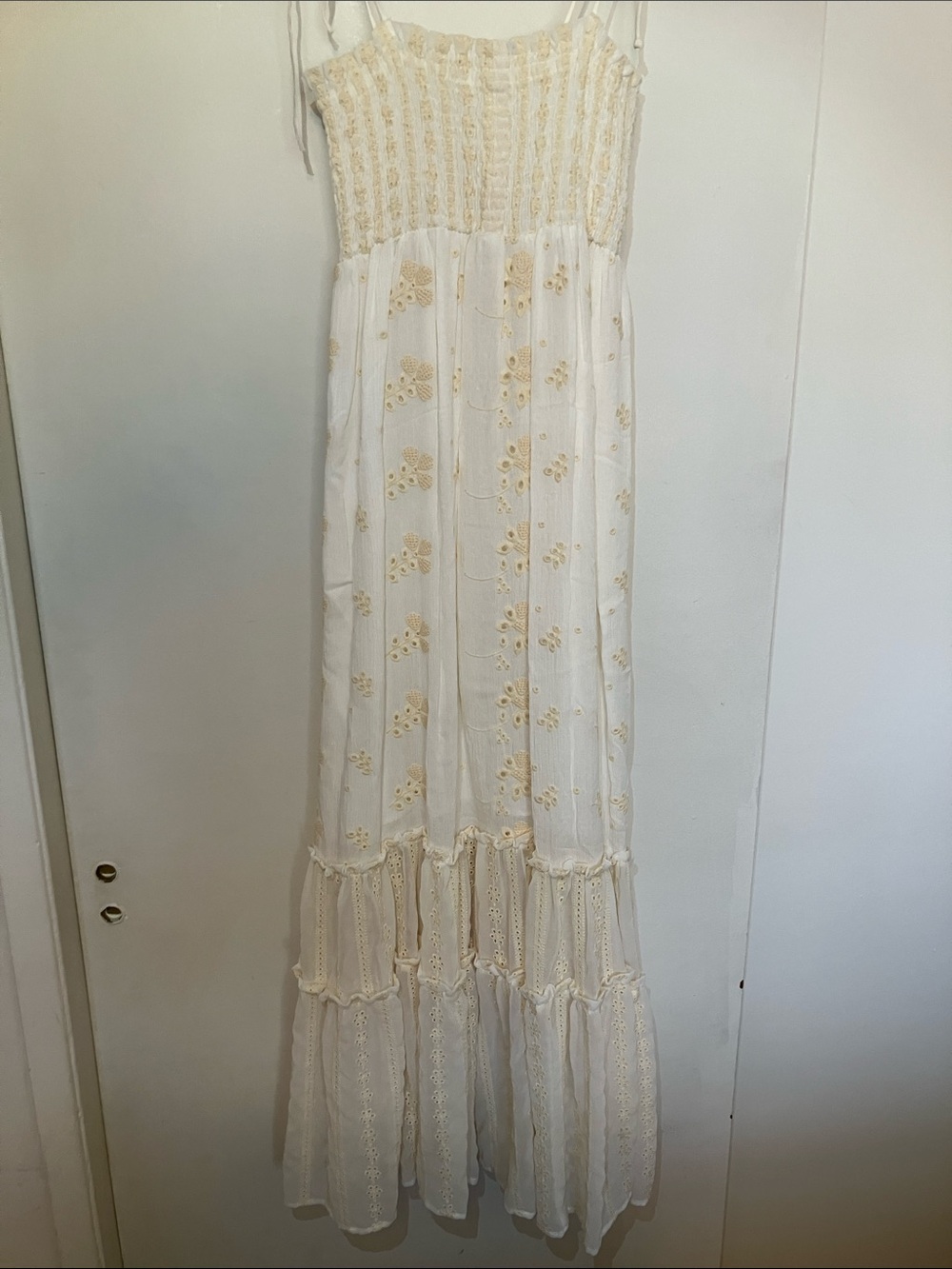 Blue Life Cream Embroidered Sundress